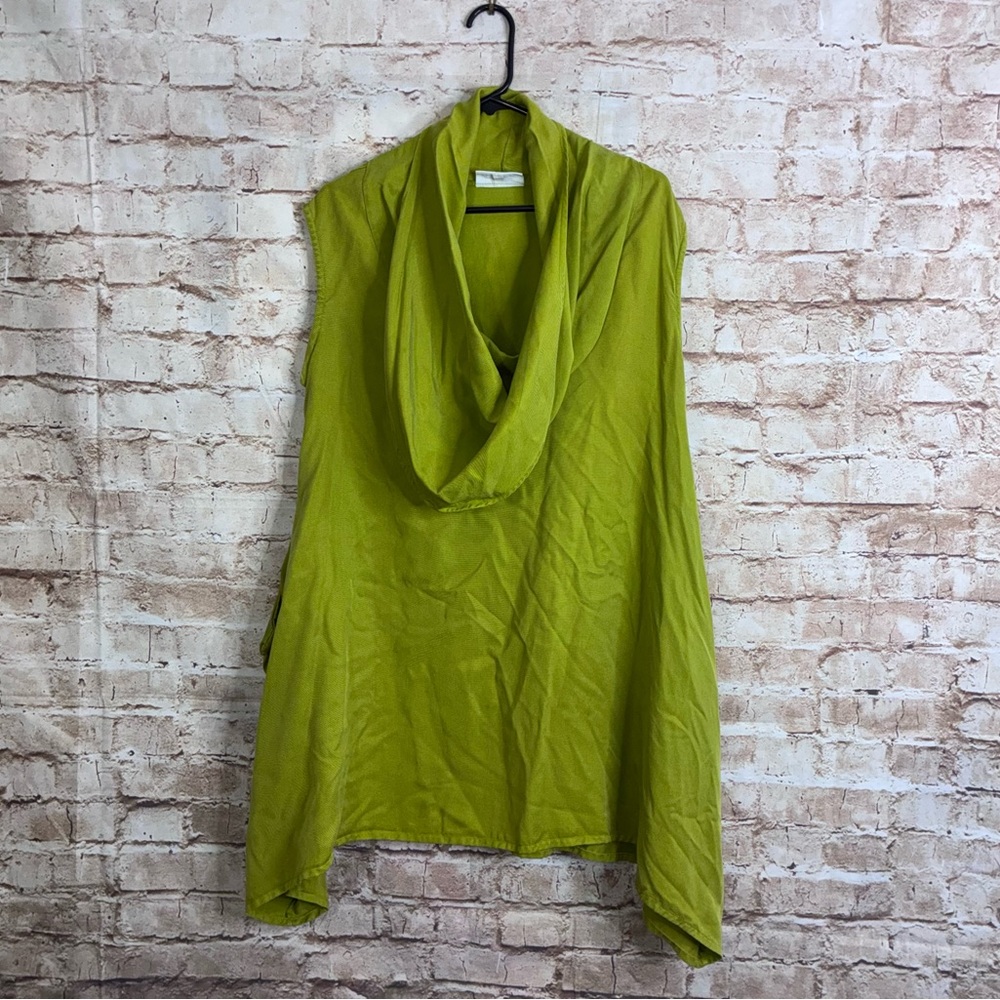 Bryn Walker Tencel Cowl Neck Sleeveless Lagenlook Tunic in Green Size Medium